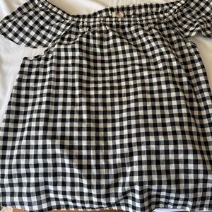 J. Crew Factory Black and White Gingham Blouse
Off the shoulder